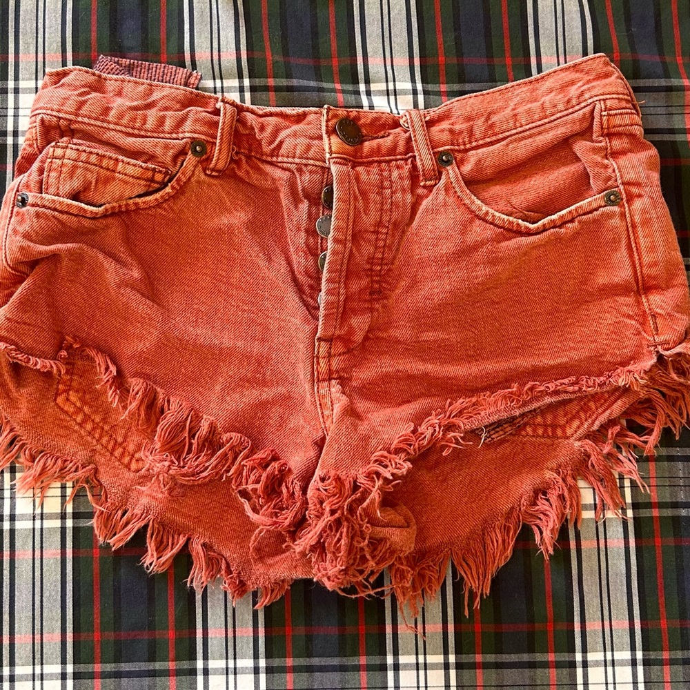 Red Free People Jean Shorts Size 24